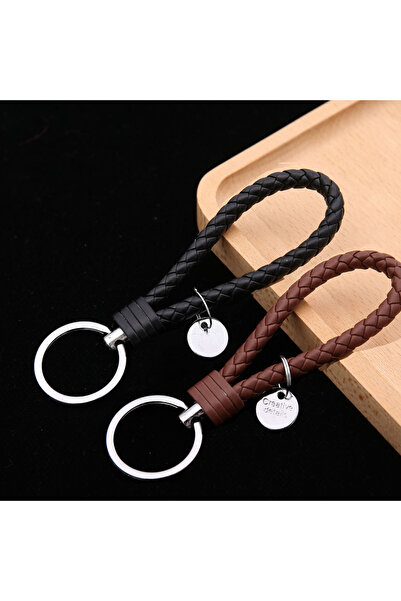 Choice 2 pcs color 1 2Pcs/Set PU Leather Braided Woven Rope Keychain DIY Bag ...
