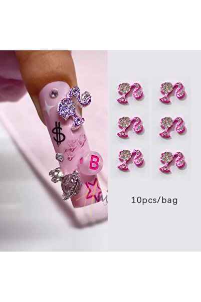 Choice pink- 10pcs 10pcs Luxury Girl Shiny Nail Charms 3D Alloy Jewelry Cryst...
