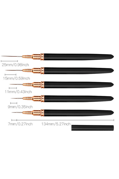 Choice BLACK 5PCS Nail Art Liner Brush Set For UV Gel French Stripe Line Pain...