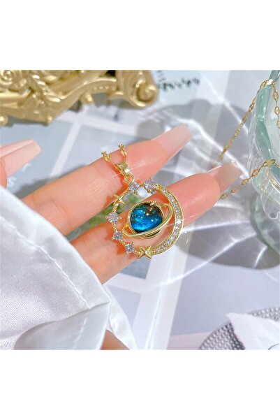 Choice سلسلة ترقوة من الفولاذ المقاوم للصدأ بتصميم كوكب، سماء مرصعة بالنجوم، ...