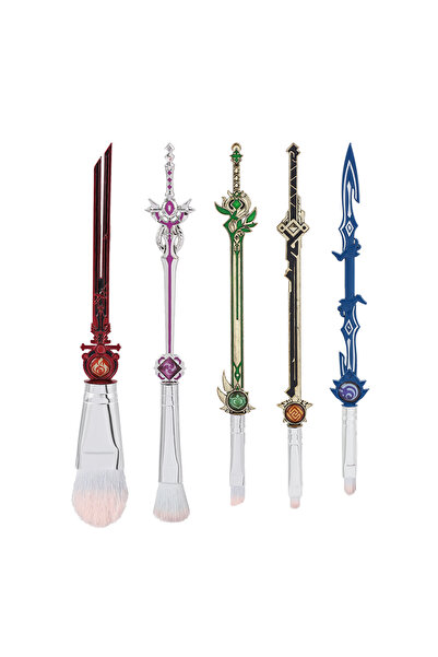 Choice مجموعة فرش مكياج جينشين إمباكت (5 قطع) - أدوات تجميل للوجه، كريم أساس،...