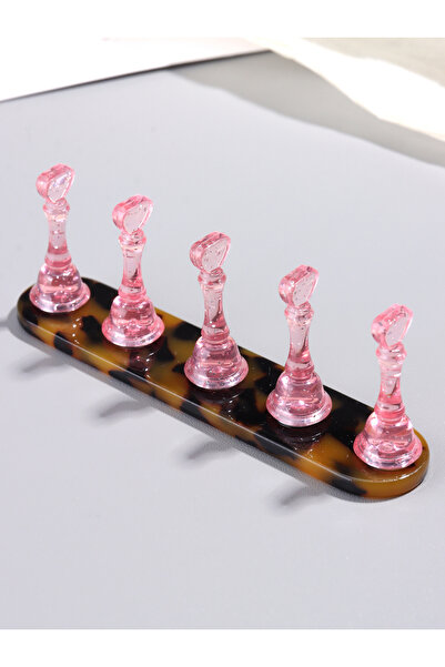 Choice LPT01 Laser nail art practice holder, transparent pink heart-shaped na...