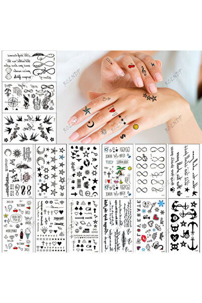 Choice Waterproof Temporary Tattoo Sticker English Letter Star Moon Anchor Fl...