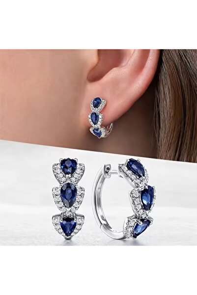Choice 1111 Droplet Shiny Synthetic Gems Decor Hoop Earrings Elegant Simple S...