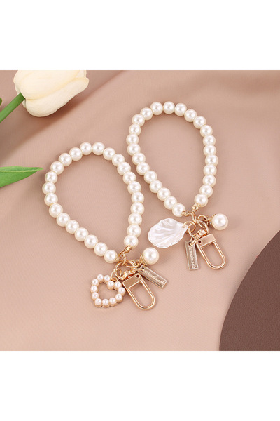 Choice 2 pcs AB ZAKOL Cute Pearl Keychain for Women Girls Shiny Pearl Bead Sh...