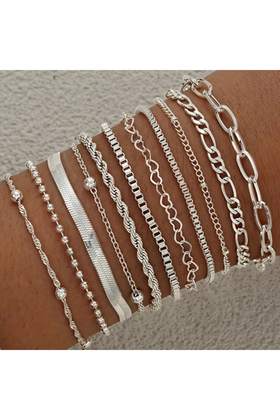 Choice A 11Pcs/Set Boho Twisted Flat Snake Chain Anklet for Women Summer Beac...