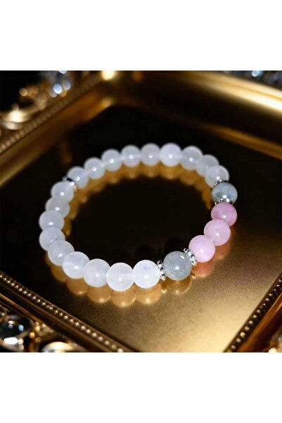 Choice white A WHITE 20cm Pink Crystal Moonlight White Jade Strand Bracelet S...
