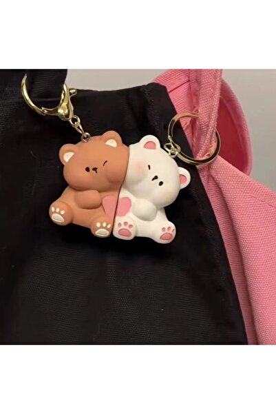 Choice pair of bear Couples magnetic line puppy keychain will never leave, cu...