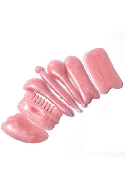 Choice مجموعة وردية اللون مكونة من 7 قطع من أدوات التدليك التجميلية غواشا، مص...