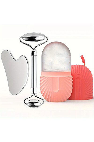 Choice مجموعة وردية 3 في 1 من الفولاذ المقاوم للصدأ، تتضمن أداة تدليك الوجه ب...