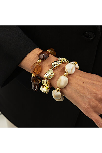 Choice طقم 3 قطع من خرز ساليركون Y2K، سوار بوهيمي من راتنج الأكريليك CCB، للن...