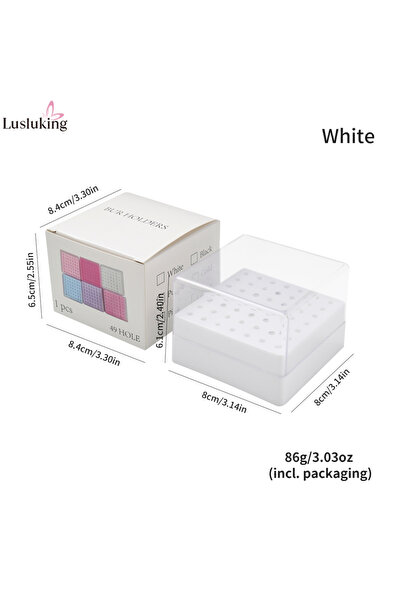 Choice White 40/49-Hole Nail Drill Bit Organizer High-Capacity Storage Box wi...