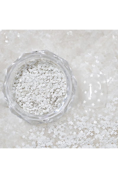 Choice جليتر أظافر أبيض صغير لامع على شكل نجمة خماسية، مقاس 1 مم، لتزيين الأظ...