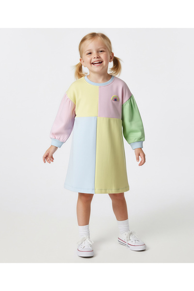 Bonfino 100% Cotton French Terry Full Sleeves Solid Color Block Oversized T-S...