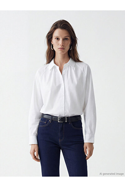 LC Waikiki Meral Collection Ecru Gathered Women's Shirt