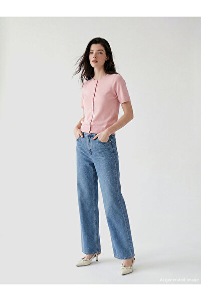 LC Waikiki بنطلون جينز نسائي من Peak New Season Wideleg Stone