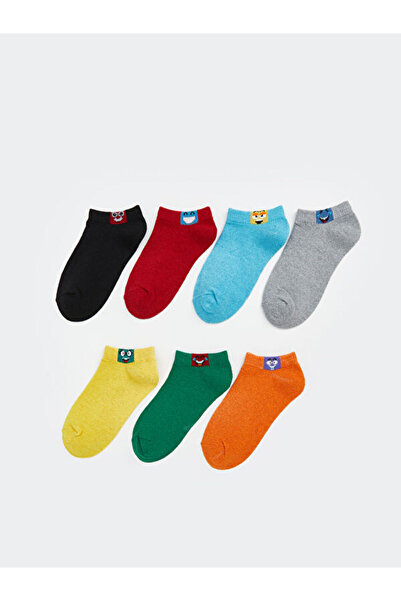 LC Waikiki Rmz Gi̇yi̇m Farkiyla Embroidered Boys' Booties Socks, Pack of 7