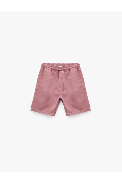 Koton Cotton Bermuda Pocket Detailed Waist Tie Baggy Jean Shorts