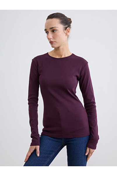 LC Waikiki Meral Collection Mürdüm Crew Neck Women's Bodysuit