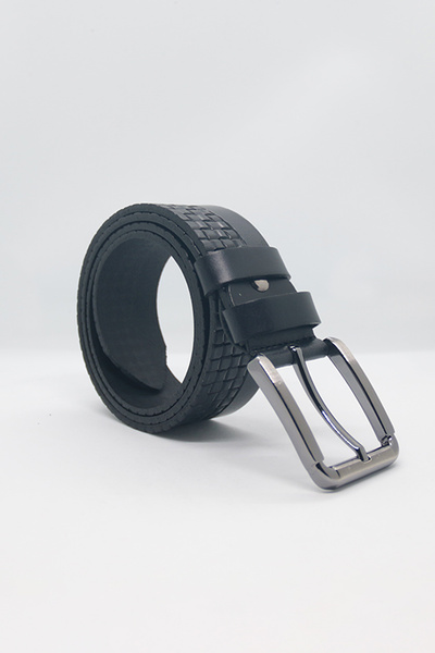 Paşala Leather Ανδρική αθλητική ζώνη από γνήσιο δέρμα, μαύρη, 4 εκ., με στάμπ...