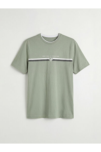 LC Waikiki Ανδρικό μπλουζάκι με πράσινο λαιμόκοψη με στάμπα