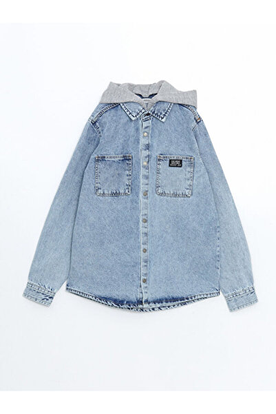 LC Waikiki Rmz Gi̇yi̇m Farkiyla Hooded Boy's Jean Shirt