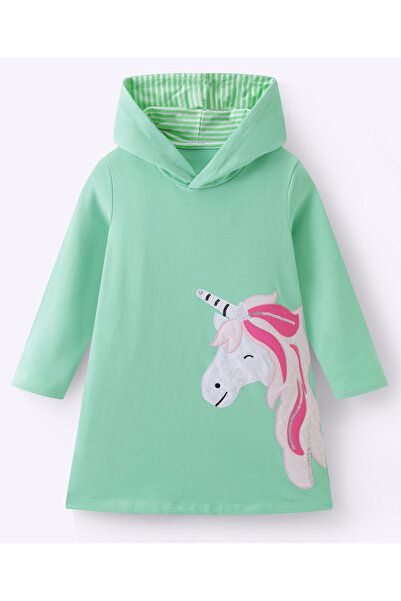 SAPS Dress with Unicorn Embroidery - Green