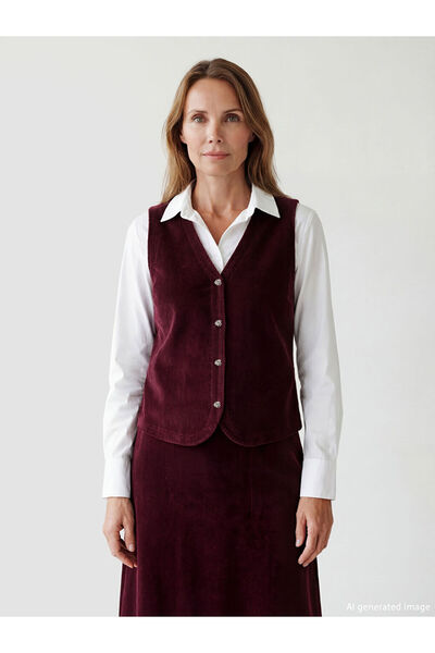 LC Waikiki Rmz Gi̇yi̇m Farkiyla V Planted Corduroy Women's Vest