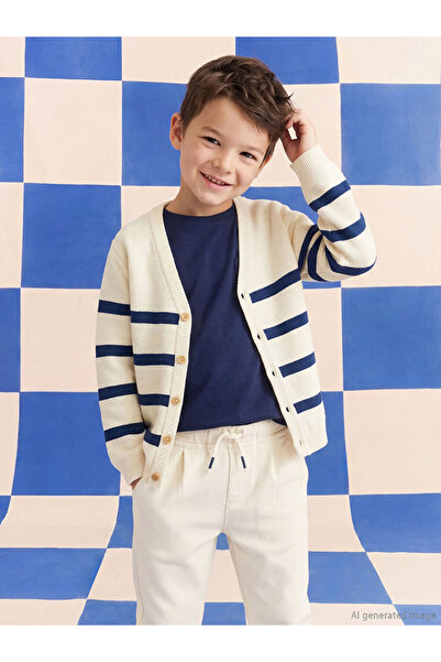 LC Waikiki LCW Kids Cardigan tricotat pentru băieți, cu decolteu în V, în dun...