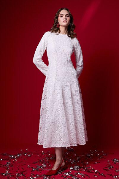 Melike Tatar Lace Belted Dress 32-2648