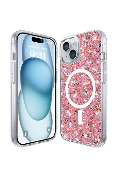 Techsuit Θήκη για iPhone 15 Plus - MagSafe με λαμπερή λάμψη - Ματζέντα