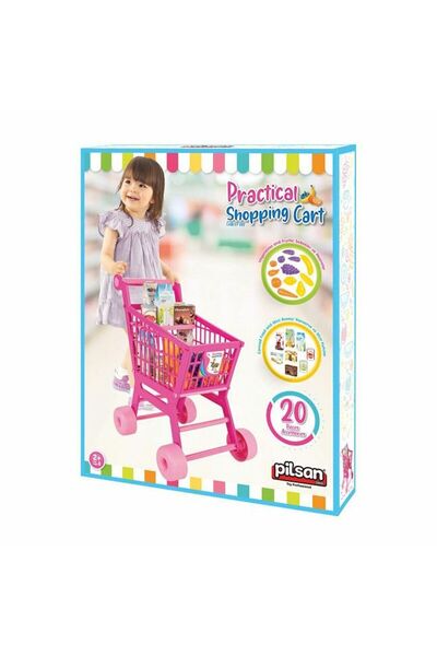 Kids 07 608 Practical Pink Grocery Cart (Fruit and Vegetables)