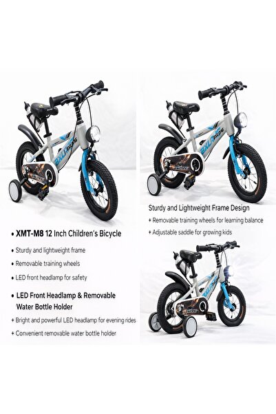 Generic دراجة أطفال BXLANG XMT-M8 مقاس 12 بوصة مزودة بعجلات تدريب وإضاءة LED