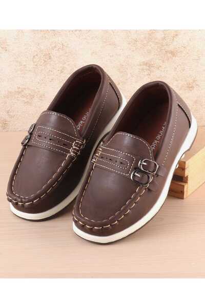 Pine kids Buckle Accent Slip On Formal Loafer Shoes - Brown
