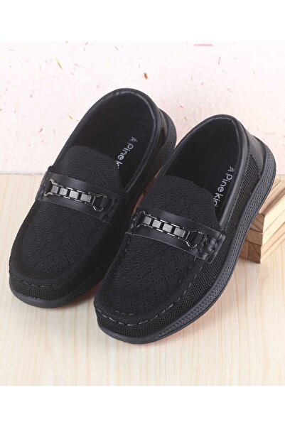 Pine kids Slip-On Loafers with Applique - Black