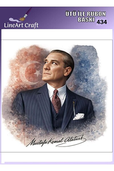 LİNEART Rt 434 Great Leader, Ataturk Patterned Fabric Transfer, Wood Transfer...