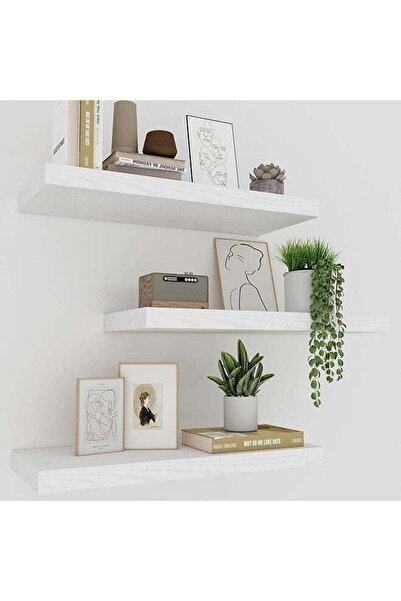Arabest 3-Piece Floating Shelve Set White,30x12x1.6+40x12x1.6+50x12x1.6(cm)