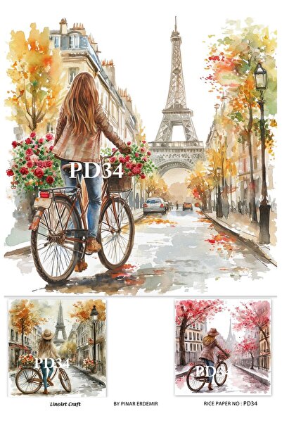 LİNEART PD34 Eyfel Kulesi, Manzara 29*42 cm Pirinç Dekopaj