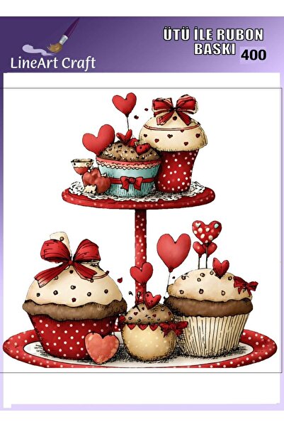 LİNEART Rt 400 Heart and Concept Patterned Fabric Transfer, Wood Transfer, Ru...