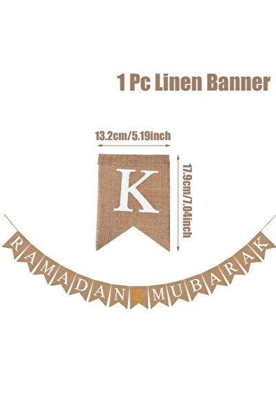 Choice 1pc Eid Mubarak Linen Banner Garland Moon Star Hanging Ornaments Islam...