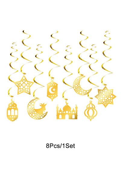 Choice 8Pcs 8pcs Ramadan Hanging Swirl Ornaments Eid Mubarak Moon Star Mosque...