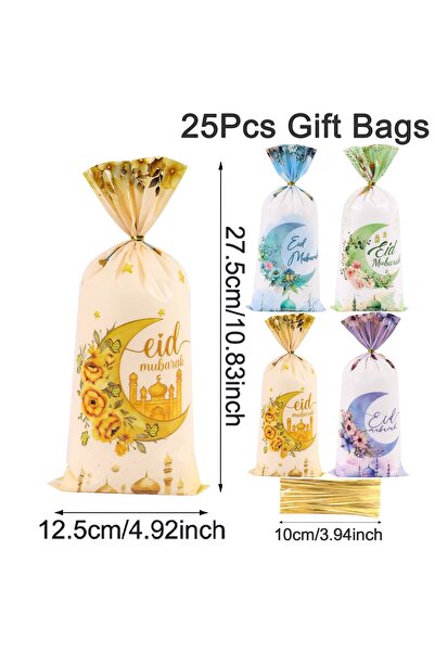 Choice as shown 25pcs 25/50/100pcs Eid Mubarak Gift Bags Cookie Candy Bag Ram...