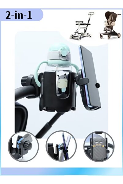 Generic Stroller Cup Holder 2-In-1 Baby Pram Bottle Holder and Mobile Phone H...