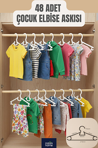 Roza's Home 48 Adet Çocuk Askısı Bebek Elbise Askısı Lily Askı Rz-101