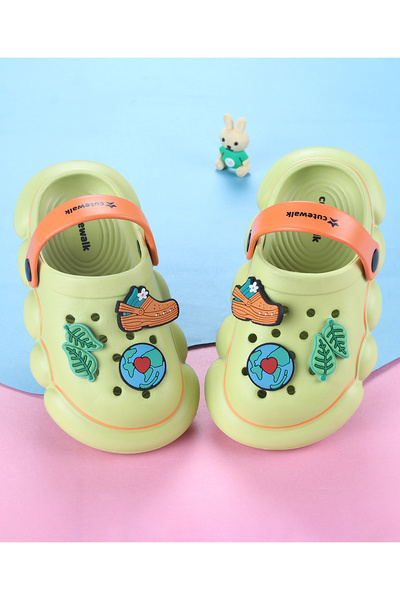 Cute Walk by Babyhug Back Strap Closure Clogs With Applique - Green