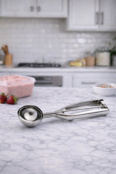 Nobrand Paslanmaz Çelik Mekanizmalı Kurabiye Hamuru ve Dondurma Porsiyon Kaşı...