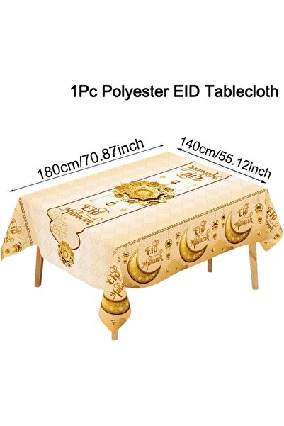 Choice مفرش طاولة من البوليستر بتصميم هلال ونجوم رمضان 2026، طراز 509، مزين ب...