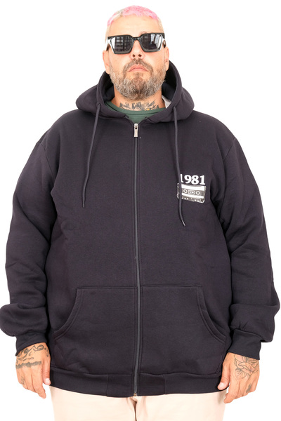 ModeXL Mode XL Large Size Hooded Sweatshirt 1981 U25808 Dark Blue