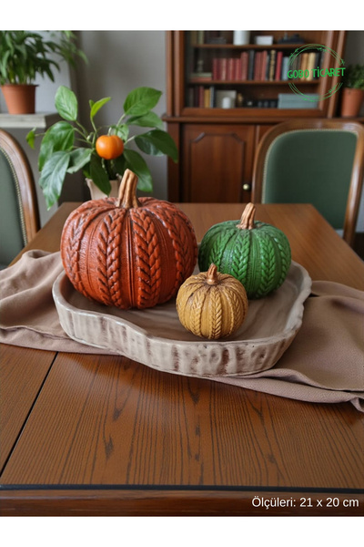 Gobo Dekoratif Renkli Kabak Biblo Seti - Rustik Stil Masa Üstü Ev Dekoru - 21...