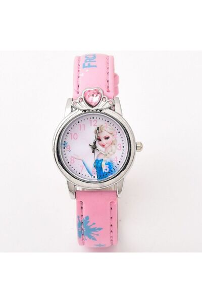 Choice4 ساعة ديزني وردية اللون للأطفال للبنات، بتصميمات أميرات ديزني إلسا وصو...